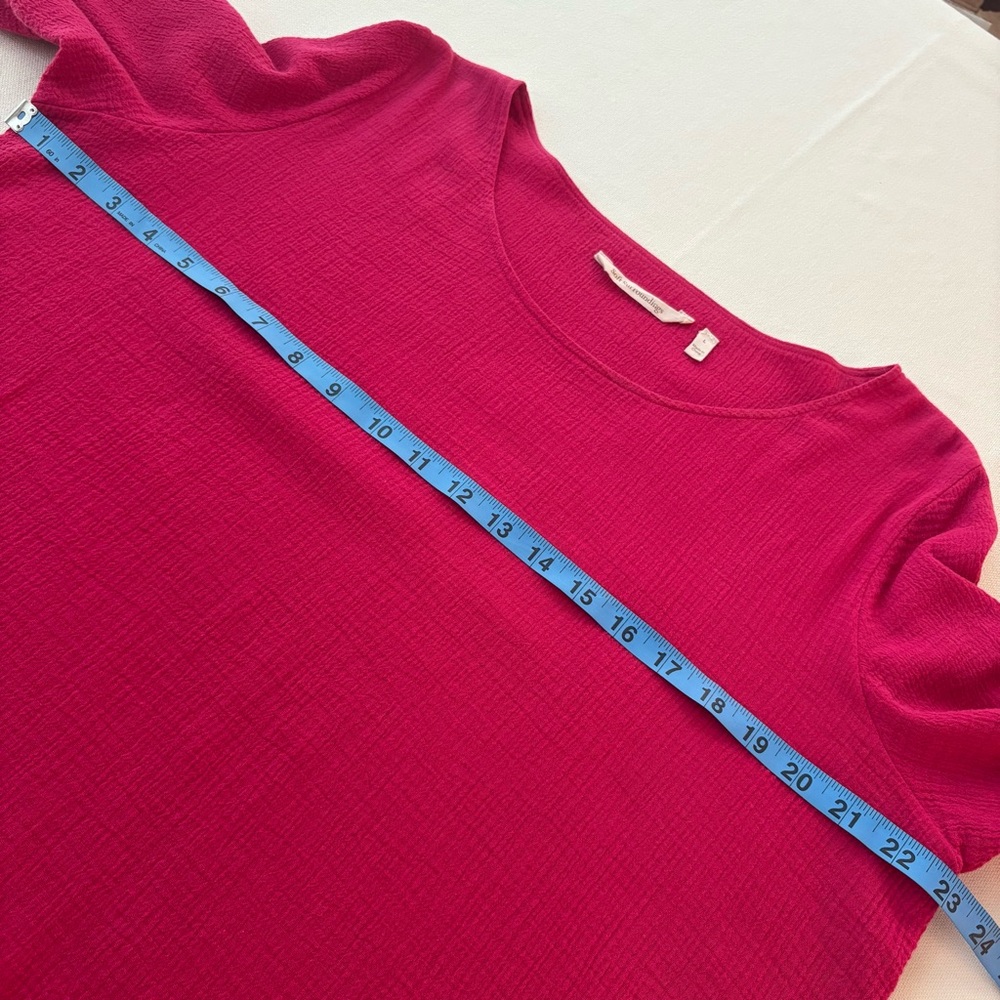 SOFT SURROUNDINGS Pink Purple Cotton Gauze 3/4 Sleeve Swing Top! Excellent! Lg - Picture 9 of 11